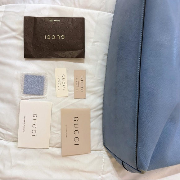 Gucci Blue Leather Hobo Bag with Gold Hardware - Picture 15 of 16